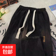 休閑寬松直筒復古潮流牛仔褲2025春夏季闊腿美式工裝直筒長(cháng)褲子 012黑色 2XL