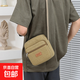 新款男士豎版單肩斜挎包多功能潮流防水手機包帆布包休閑男包大包 卡其色