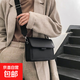 上新小包包女2023春季新款潮ins百搭寬肩帶小方包復古單肩斜挎 黑色