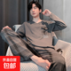 春秋季新款睡衣男士套頭長(cháng)袖寬松韓版休閑運動(dòng)可外穿家居服套裝 MXL-K灰格子 L