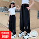 女童防蚊褲夏季薄款2025年新款夏天寬松孩兒童運動(dòng)褲中大童長(cháng)褲 N12-黑色  130