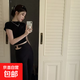 半高領純色緊身辣妹純欲風t恤女2025夏季新款設計感小眾修身顯瘦 半高領短T黑色 M