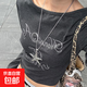 復古海星項鏈五角星吊墜長(cháng)款女小眾設計高級海洋配飾甜酷辣妹ins 項鏈-銀色