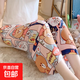 棉綢睡褲女夏季薄款人造棉防蚊褲闊腿褲綿綢2025年新款沙灘褲子 粉色漫畫(huà) XL （建議135-160斤）