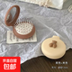 可愛(ài)迷你隨身外帶氣墊梳子鏡子二合一便攜折疊氣囊梳頭皮按摩梳女 黃1個(gè)裝棕1個(gè)裝