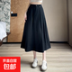 【商場品質(zhì)】夏季優(yōu)雅半身裙2025顯瘦薄款a字中長款氣質(zhì)通勤風(fēng) 黑色 M