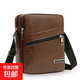 日韓小型隨身包單肩包斜挎包休閑輕便背包新款男士小包包軟皮 Y7702 深棕色