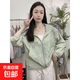 涼感女士防曬衣夏季透氣連帽薄款短外套韓版長(cháng)袖寬松洋氣【152】 綠色 L 【建議115-135斤】