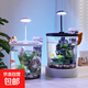 桌面魚(yú)缸免換水客廳小型家用辦公室書(shū)桌造景生態(tài)缸超透 一體缸 白色圓形造景缸-裸缸