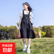背帶裙女童套裝夏季2025新款兒童洋氣可愛(ài)中大童初中生黑色連衣裙 黑色 170