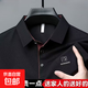 男士polo衫短袖t恤夏季新款男中青年父親裝商務(wù)休閑半袖冰絲T恤 雅-C11黑色 （涼感冰絲款） 2XL （建議135-150斤以?xún)龋? title=