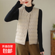 夾棉馬甲女輕薄款棉背心馬夾坎肩外穿保暖洋氣V領(lǐng)無(wú)袖外套J763 咖色 4XL （130-145斤）