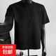 花灰色暗紋閃電刺繡短袖t恤男夏季300g重磅美式復古短袖高街半截 黑色 M 80-100斤