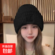 【秋冬新款】針織帽大頭圍女保暖帽防寒護(hù)耳冷帽顯臉小粗毛線帽子 黑色 【大版顯臉小】 均碼