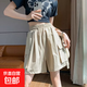女童夏季運(yùn)動闊腿五分褲2025新款兒童休閑洋氣工裝短褲女孩休閑褲 YLL-T09【杏色】 160