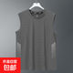 冰感圓領(lǐng)無(wú)袖背心坎肩冰絲夏季跑步上身男款運動(dòng)背心速干無(wú)袖t恤 純灰【點(diǎn)桿蝴網(wǎng)背心】 5XL 建議180-200斤