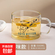 大容量卡通印花水杯吸管杯耐高溫家用家用高硼硅玻璃杯冬季加熱杯 貓咪款+竹蓋+木柄勺500ml