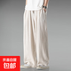 左斯客亞麻褲子男春夏季復古棉麻直筒褲男薄款寬松休閑褲男闊腿長(cháng) 麻色 C2 L