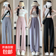 【防曬褲】高腰顯瘦冰絲夏季休閑ins慵懶風(fēng)男女同款直筒褲 黑色 薄款 高腰顯瘦 均碼 小號 90-120斤可穿