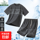 卡丹路夏季速干冰絲運動(dòng)套裝男2025新款時(shí)尚短袖短褲夏天運動(dòng)服 T 灰色 L （110-130斤）