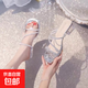 仙女風(fēng)水晶跟涼拖鞋女2025年夏季蝴蝶結(jié)水鉆一字拖百搭氣質(zhì)高跟鞋 銀色 38