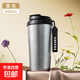 純鈦保溫杯女高顏值全鈦咖啡杯2025新款雙飲泡茶水杯便攜吸管杯子 黑色