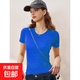 ZXT2000短袖半袖打底衫修身百搭顯瘦純棉收腰上衣短款CKZNX 寶藍色 M 建議100-115