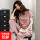 睡衣女夏純棉薄款短袖長(cháng)褲休閑套裝可外穿夏天女士全棉家居服 62526#淺咖啡 2XL