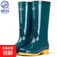回力雨鞋女防水防滑膠鞋工作鞋高筒加絨雨靴耐磨水鞋套鞋女鞋813 墨綠高筒 38