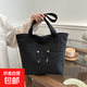 大容量帆布包女新款質(zhì)感拼接手提袋美式復古通勤單肩托特包豪755 黑色