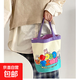 可愛(ài)涂鴉水桶包ins印花圓筒包帆布便當袋韓風(fēng)少女手拎飯盒媽咪包 兔子派對
