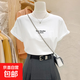 純棉字母短袖白t恤女夏季2025新款寬松韓版外穿簡(jiǎn)約體恤正肩上衣 0224白色 L 參考100-115斤