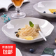 家用造型款北歐風(fēng)現(xiàn)代風(fēng)花瓣造型創(chuàng)意釉下彩簡約家用8英寸花邊盤 象牙白 4個裝