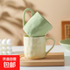 北歐簡(jiǎn)約陶瓷馬克杯手捏紋奶油風(fēng)水杯新款創(chuàng  )意早餐杯牛奶杯陶瓷杯 奶油風(fēng)馬克杯奶黃/綠，隨機2只