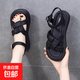 女童夏季新款平底涼鞋輕便魔術(shù)貼軟底防滑公主中大童耐磨舒適童鞋 黑色 zT-007 37 內長(cháng)22.7cm