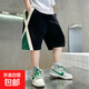 童裝男童短褲夏裝2025新款兒童五分褲男孩夏季薄款中大童運動(dòng)帥氣 BBE-K15【黑色】 160cm