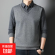 男士假兩件毛衣男襯衫領(lǐng)針織衫男冬季加絨加厚線(xiàn)衣中老年衣服男裝 【加絨】9010灰色 3XL 165-180斤