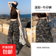 2025美式復(fù)古闊腿迷彩牛仔褲女春夏新款高腰直筒寬松顯瘦拖地 迷彩灰 BTN518# S 【80-95斤】