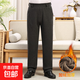 中老年加厚外穿棉褲男款冬季防寒保暖加絨寬松大碼休閑直筒長(cháng)褲子 黑灰色 XL【建議90-125斤】