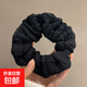 新款奶油泡芙大腸發(fā)圈女簡(jiǎn)約復古褶皺頭花頭繩丸子頭皮筋氣質(zhì)發(fā)飾 黑色奶油褶皺發(fā)圈