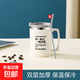 304不銹鋼水杯帶蓋馬克杯雙層隔熱辦公室咖啡杯 【304創(chuàng)意灰】水杯+蓋+吸管