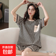 日系睡衣女云朵棉夏季短袖短褲少女高級感休閑潮流外穿家居服套裝 S千鳥(niǎo)格短套 XL