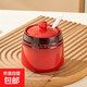陶瓷家用調味罐鹽罐廚房調料盒套裝調味瓶罐辣椒調料罐調味盒油罐 調味罐（紅色）+勺