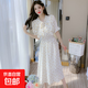 短袖碎花連衣裙女夏季法式溫柔風(fēng)收腰顯瘦雪紡中長款裙子J1825 白色 3XL （140-150斤）