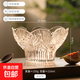 玻璃碗花朵家用燕窩碗酸奶碗透明高腳碗個(gè)人專(zhuān)用甜品碗水果碗 花瓣浮雕甜品碗高腳款