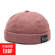 燈芯絨無(wú)檐瓜皮帽子男女街頭嘻哈雅痞地主帽春秋新款潮復古遮陽(yáng)帽 粉色 可調節
