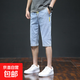 夏季薄款牛仔短褲男七分褲寬松潮流休閑彈力7分中褲半截褲馬褲子 WK-K377 藍色 2XL