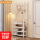 家用衣架鞋架一體簡(jiǎn)易衣帽架門(mén)口多層鞋架多功能簡(jiǎn)約出租房用鞋柜 【加粗框架】白60cm經(jīng)典款