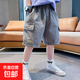 男童短褲夏季薄款2025新款兒童褲子夏天中褲工裝褲夏裝大童五分褲 BBE-K08【灰綠色】 150