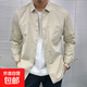 2024字母長(cháng)袖襯衫日系港風(fēng)ins寬松襯衣男生夏季潮流百搭休閑外套 C11襯衫杏色-YT XL 【建議120-140斤】